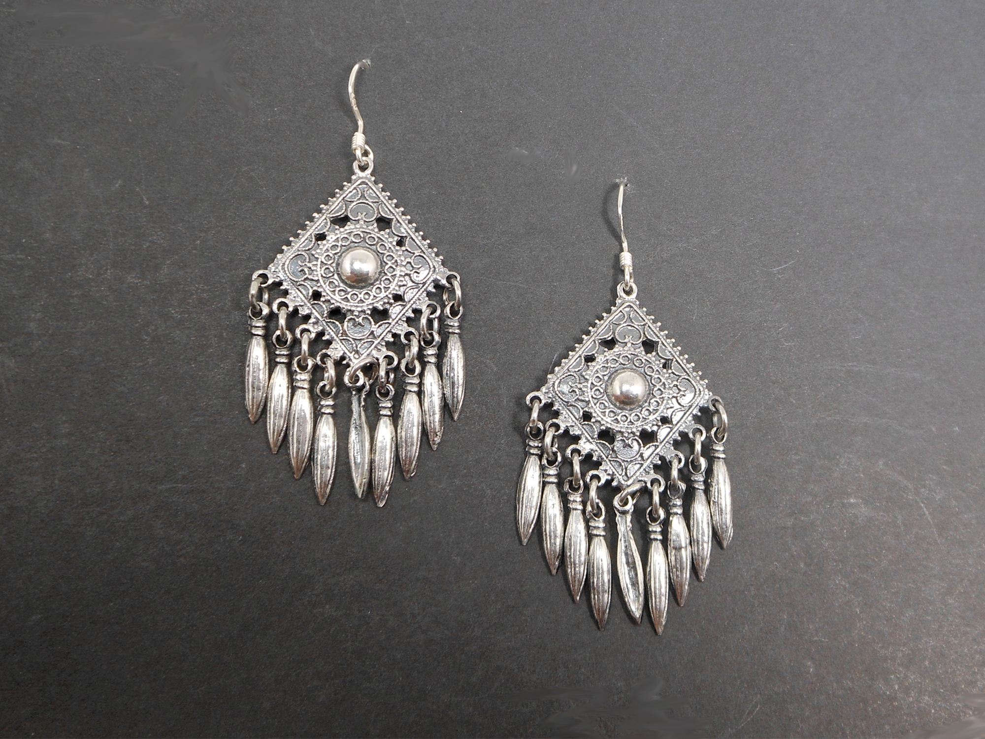 Dangle Chandelier Earrings, Diamond Shaped Earrings Sup Silver Sup