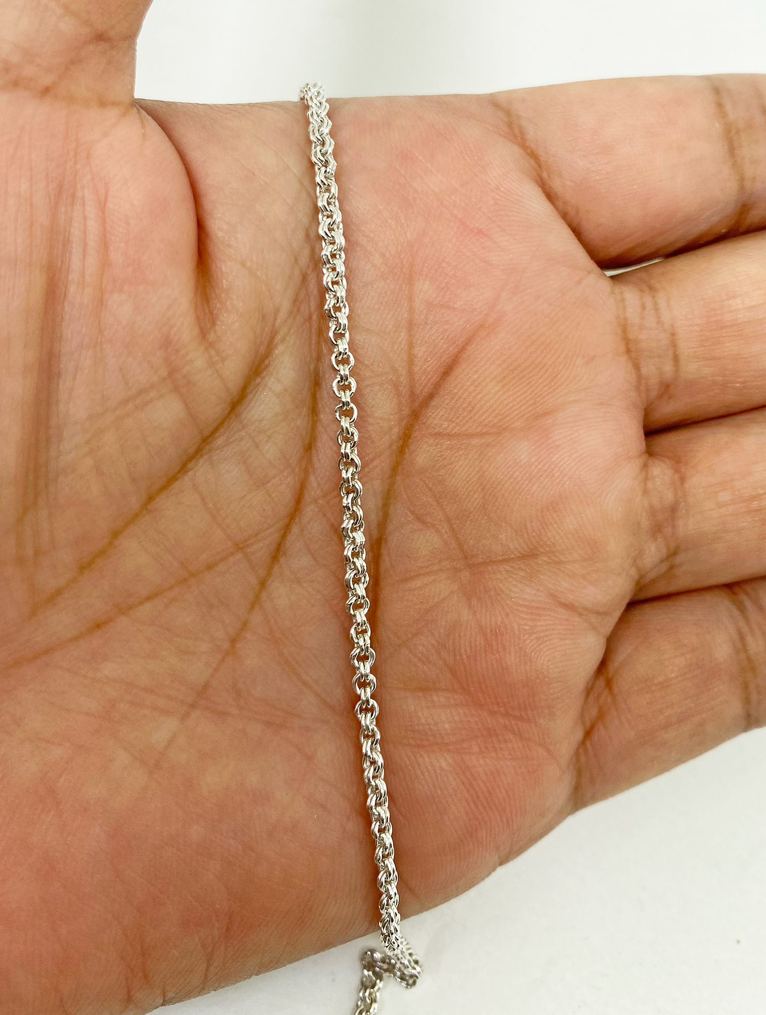 Sup Silver Round Double Cable Chain Necklace, 925 Silver Necklace