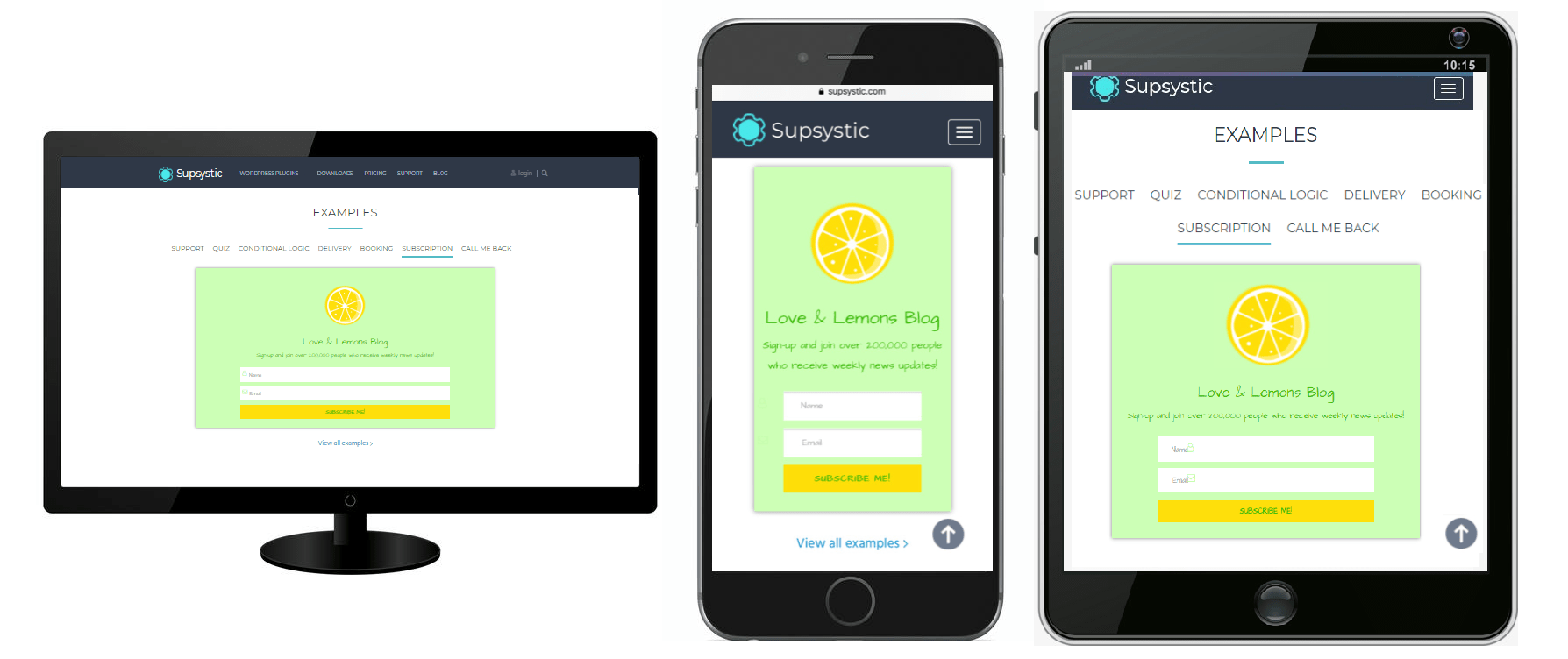 Contact Form responsive examples Ultimate WordPress Plugins by Supsystic