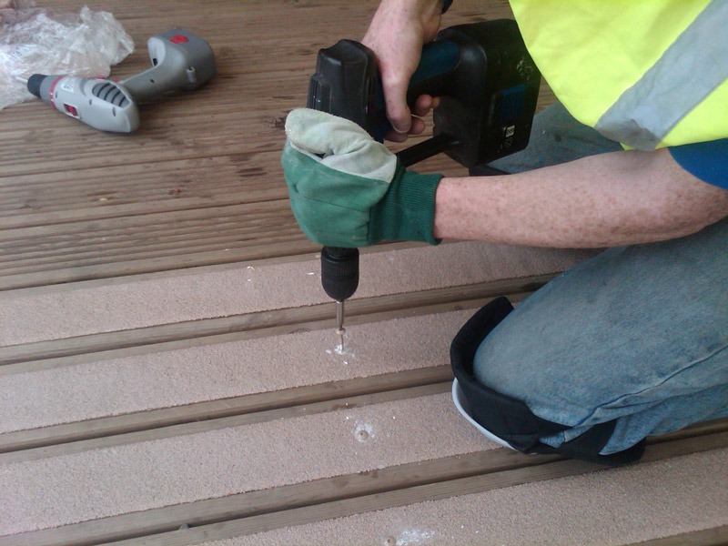 Slippery Timber Decking Public Park Cafe