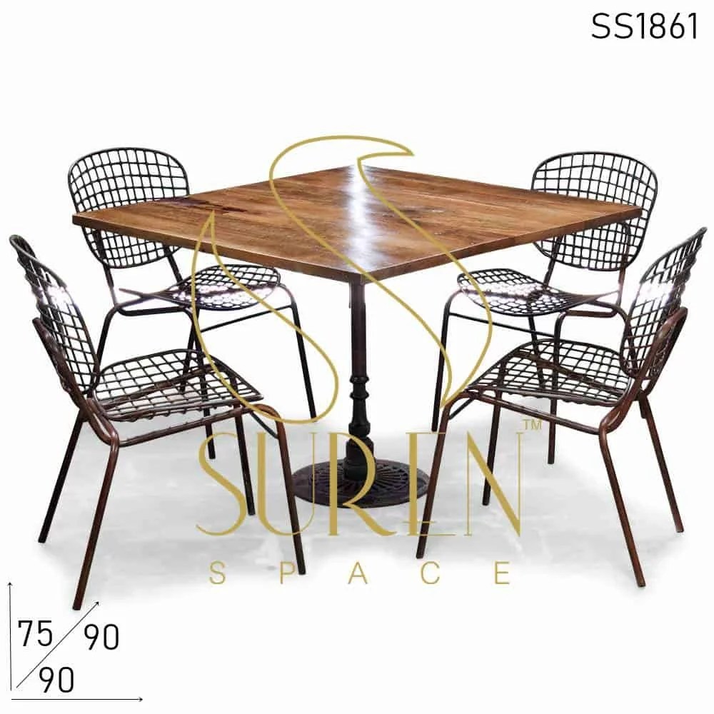 Stackable Metal Outdoor Chairs & Cast Iron Table Set Furniture Manufacturer
