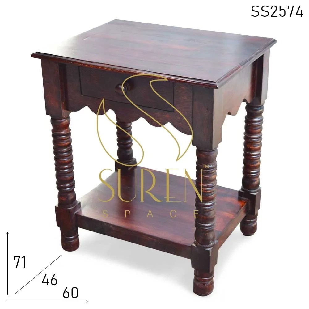 Hand Carved Solid Wood Mahogany Shade Side Table Furniture Manufacturer