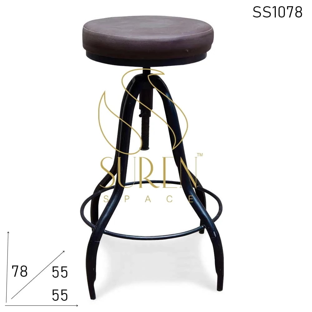 Bent Metal Rexine Seat Height Adjustable Industrial Bar Stool