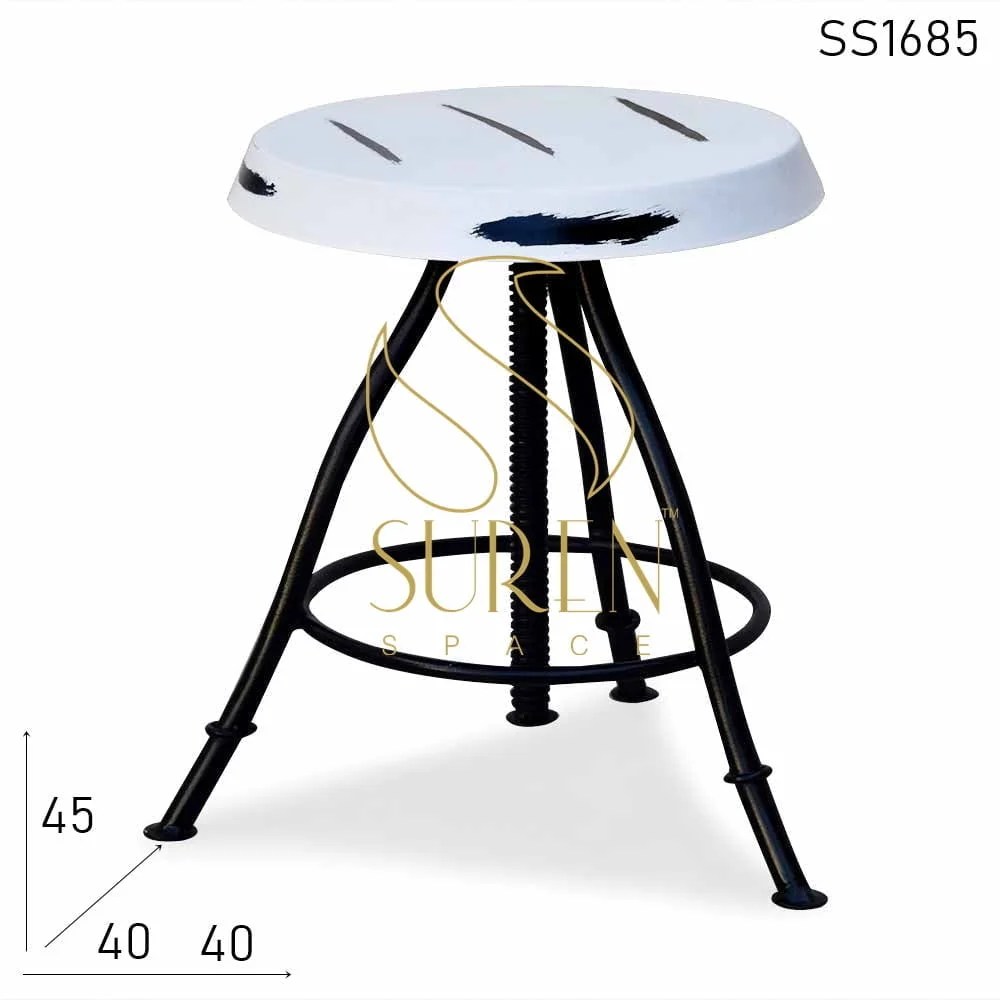Black & White Distress Metal Industrial Stool Furniture Manufacturer