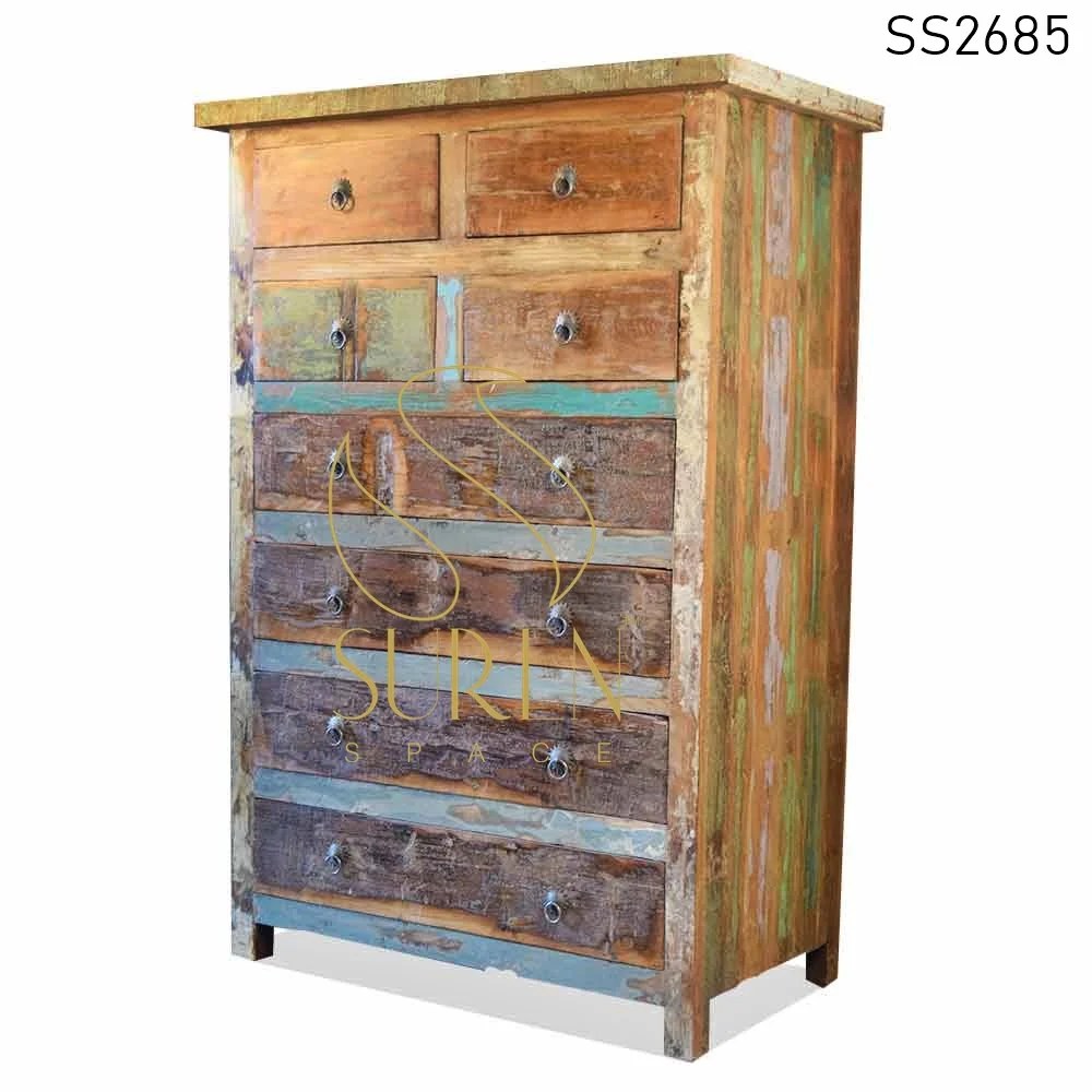 Reclaimed Wood High Drawer Chest Furniture Manufacturer