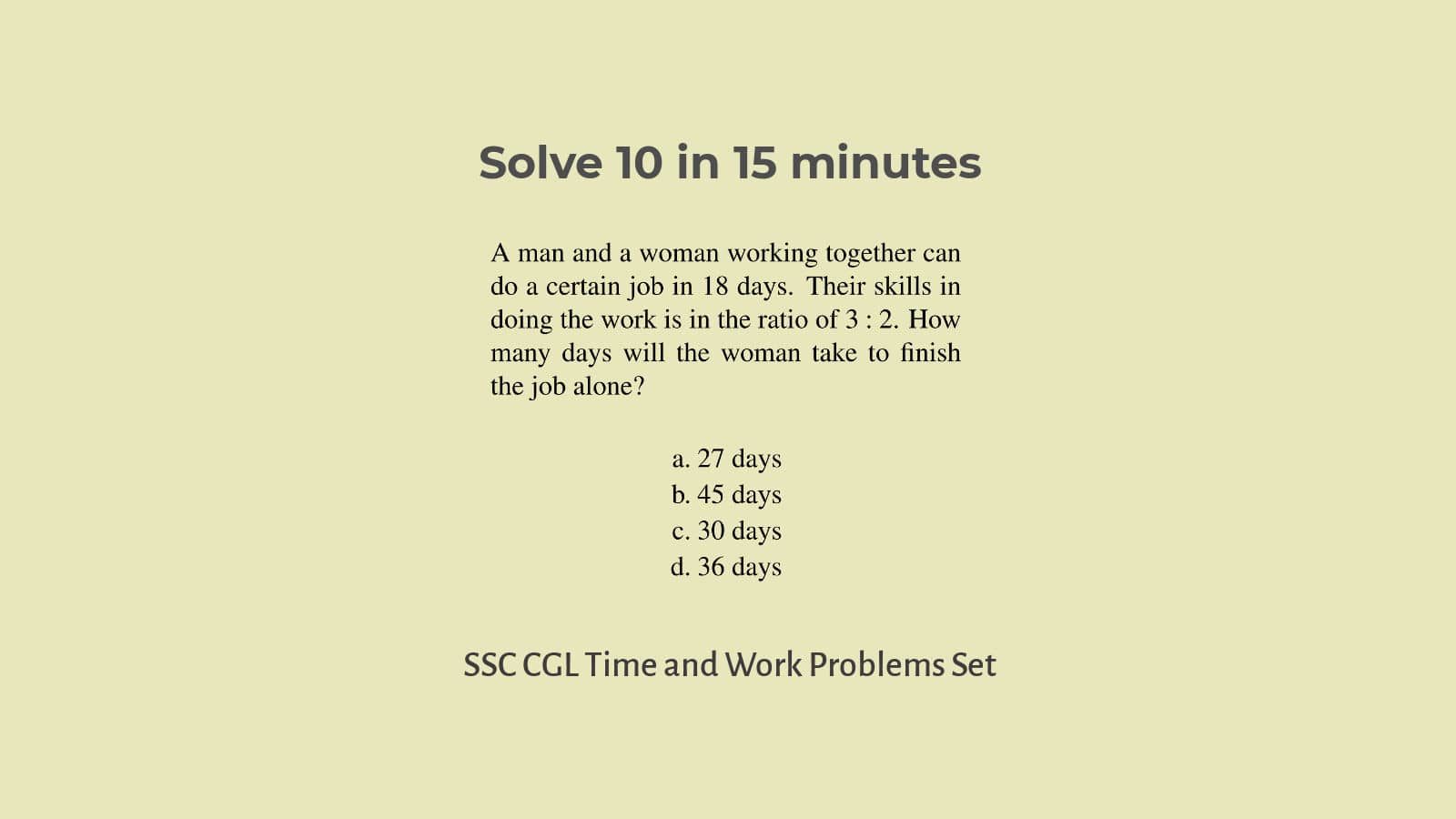 10 Time and Work Problems SSC CGL Questions Set 72 Suresolv