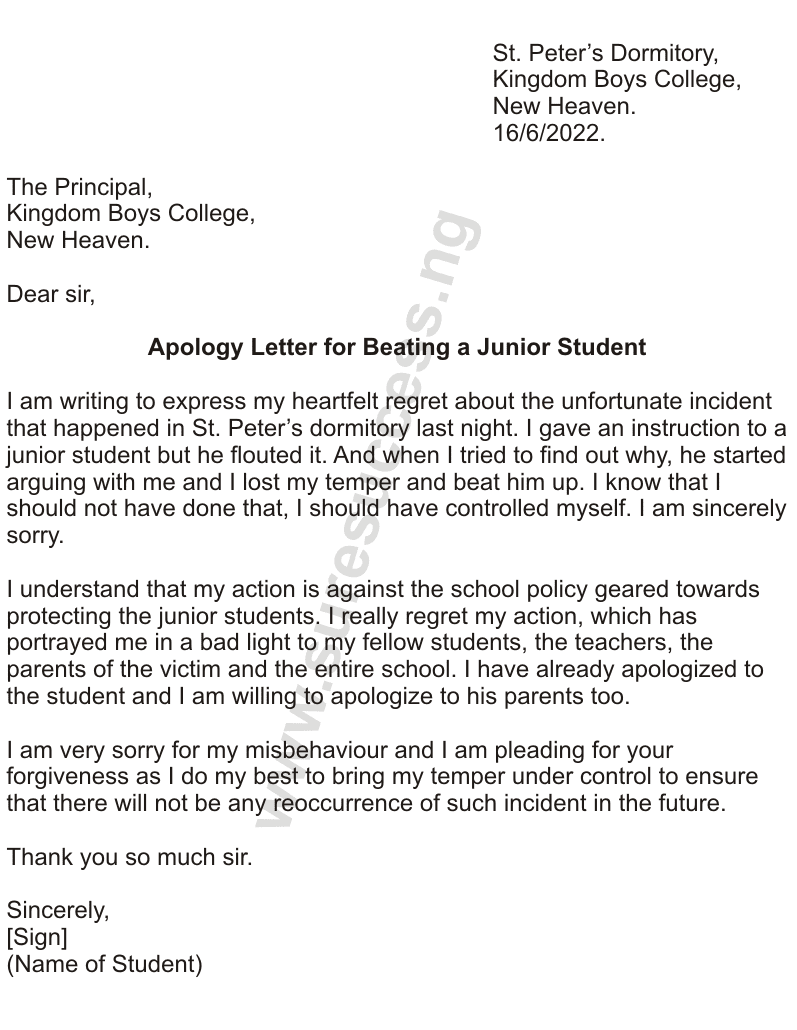 Apology Letter to School Principal Writing Guide & Format