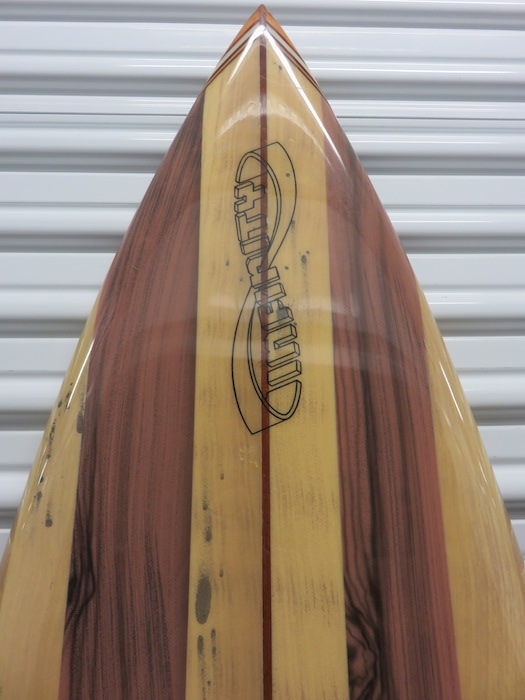 Infinity surfboards faux wood single fin by Steve Boehne Vintage