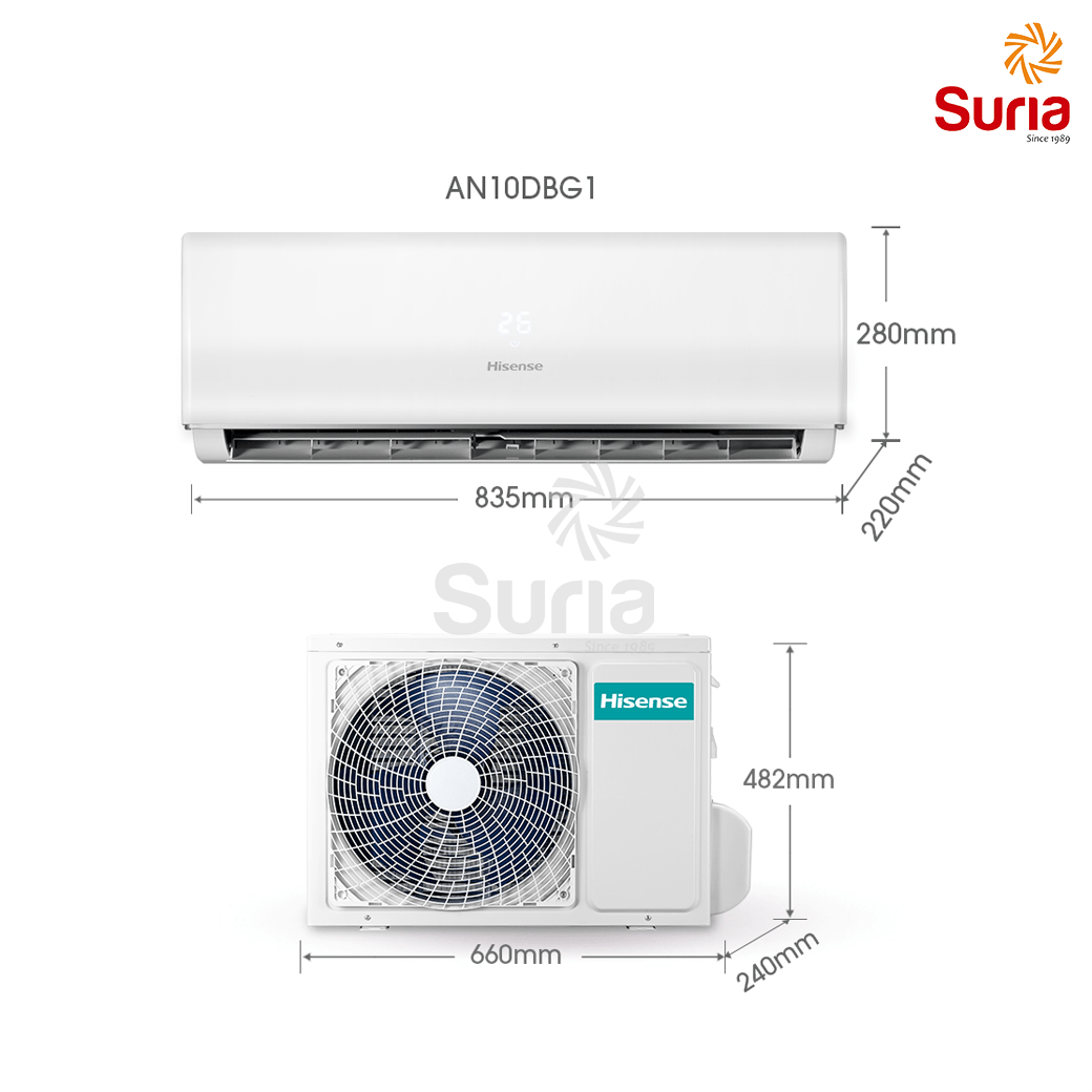 Hisense 1HP R32 NonInverter Air Conditioner AN10DBG2 Suria Jerai