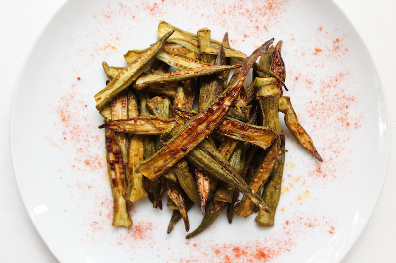 Seasoned Oven Roasted Okra with a Crunch Sur Le PlatSur Le Plat