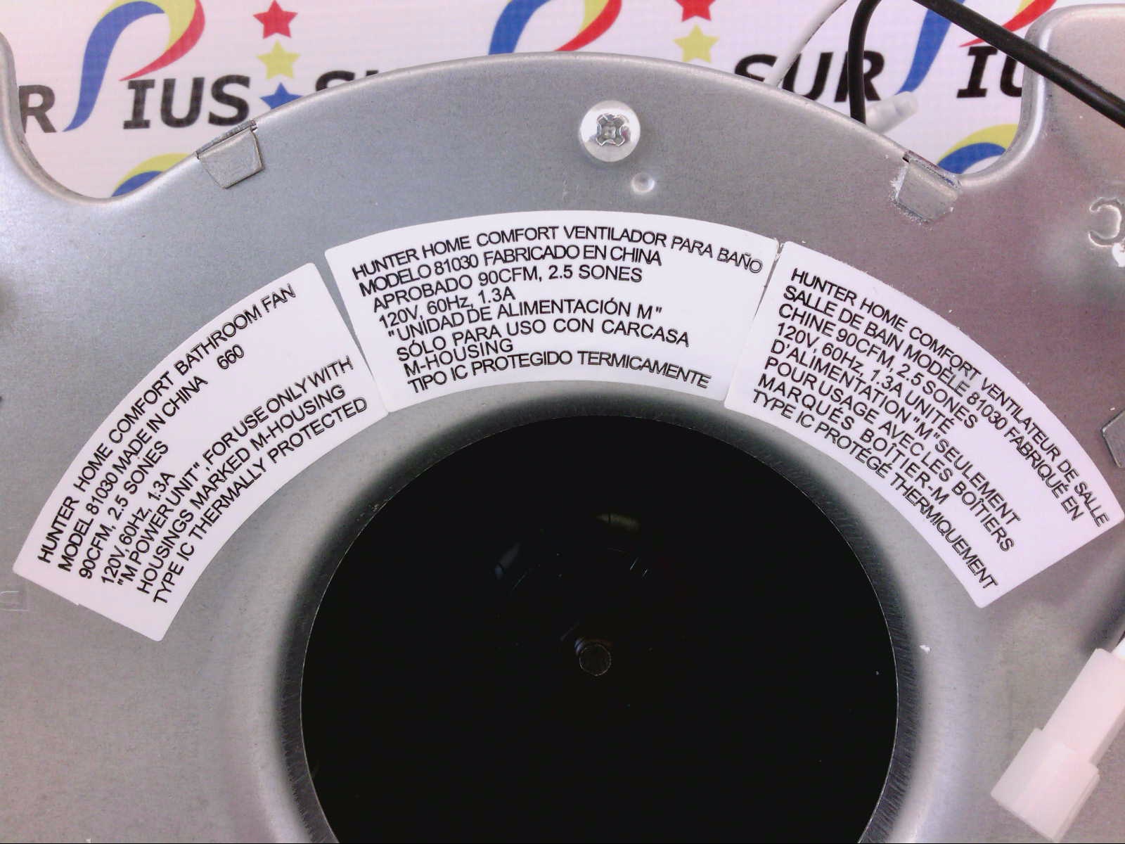 Hunter 81030 9803706000 9803706000 Blower Motor Fan Assembly DW714