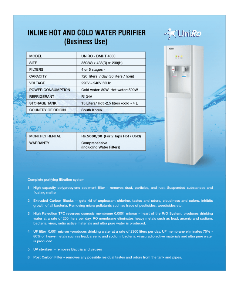 INLINE HOT & COLD WATER PURIFIER Surplus