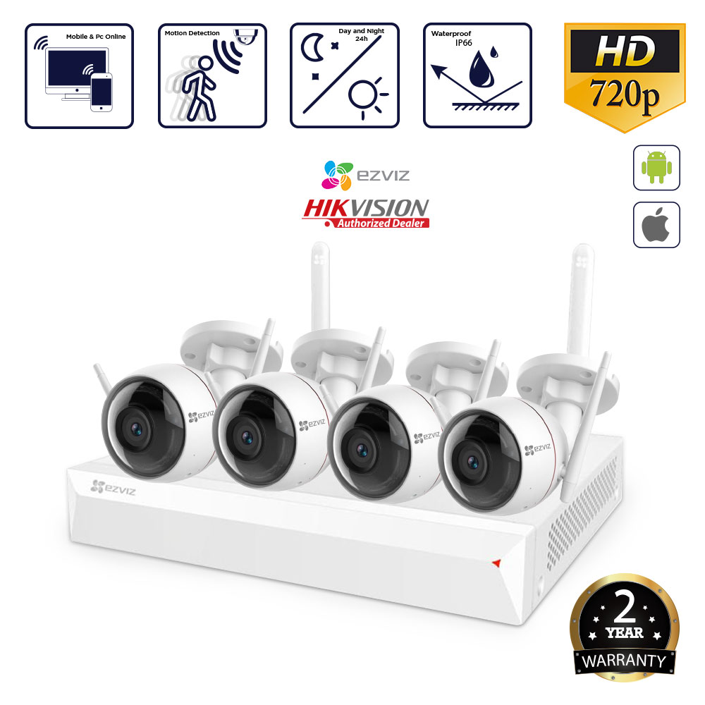 EZVIZ 1MP 4CH Wifi Outdoor Bullet Camera Package – Surplus