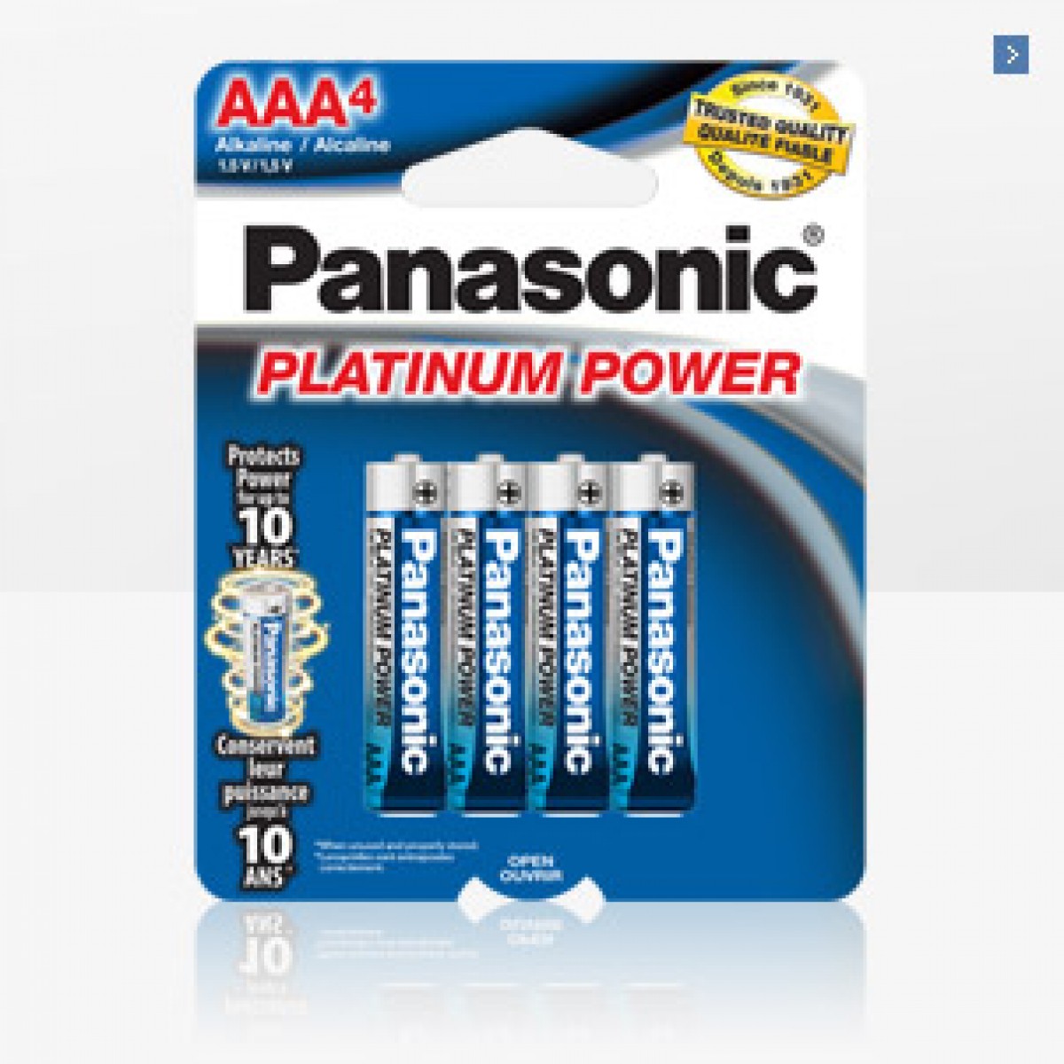 Panasonic Platinum Power Alkaline Batteries AAA Pack of 4 LR03XP/4BTR