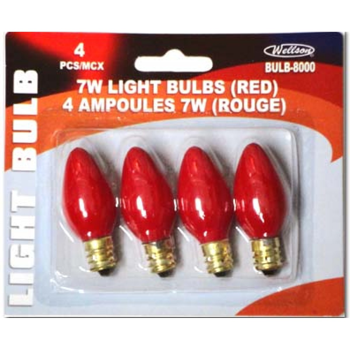 Wellson Night Light bulbs 7 watt E12 Red Pack of 4