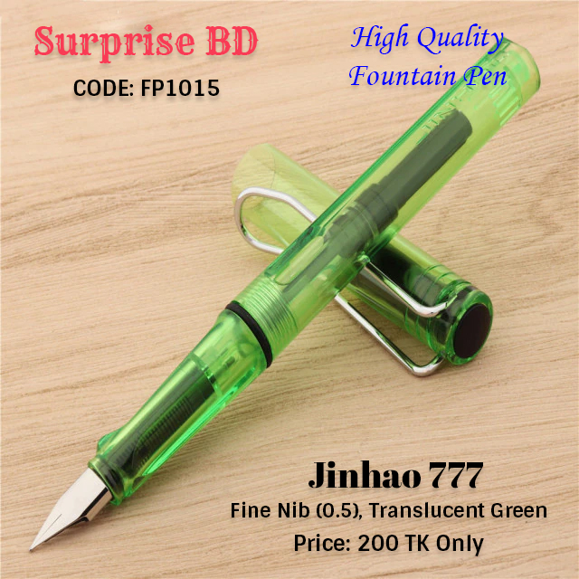 Jinhao 777 Fountain Pen (Translucent Green, Fine Nib)