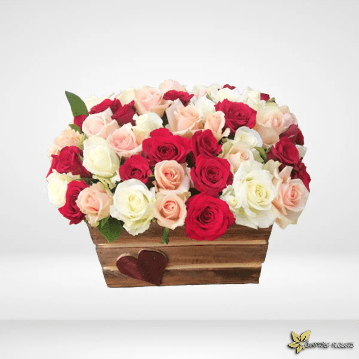 Send Flowers to Amman Jordan wood box mix color flowers