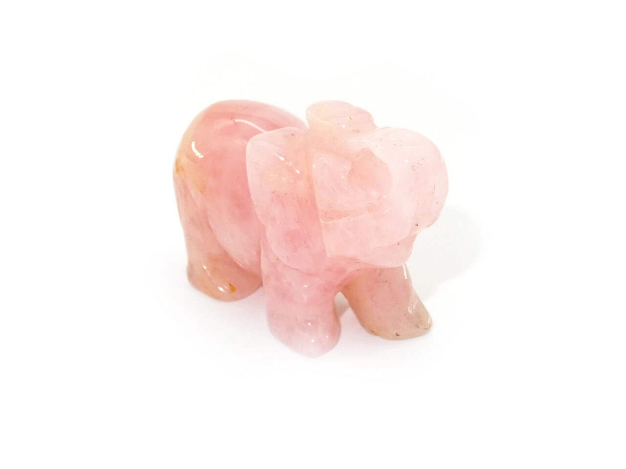 Hand Carved Gemstone Elephant Rose Quartz