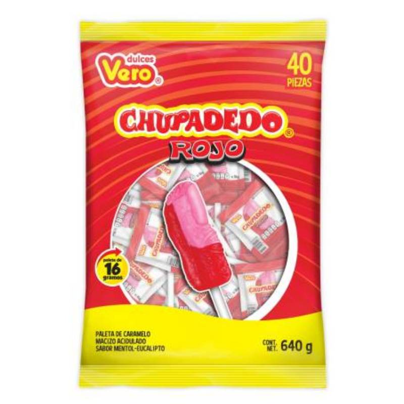 Paleta chupa dedo chico Vero 40pz 1 PAQUETE