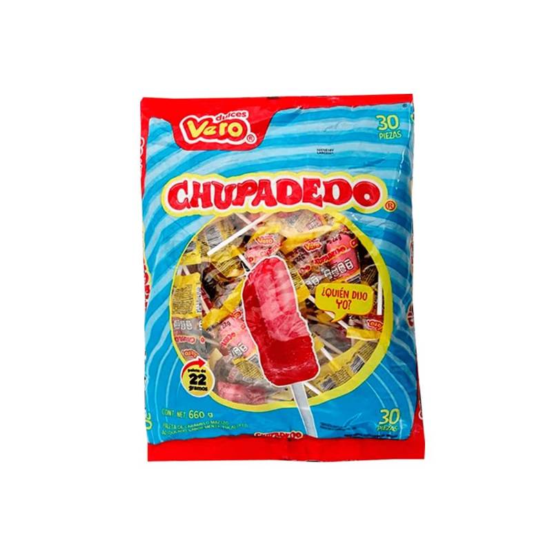 Paleta chupa dedo mediano Vero 30pz 1 PAQUETE