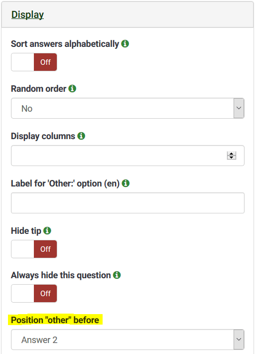 Change Other Position LimeSurvey Plugin