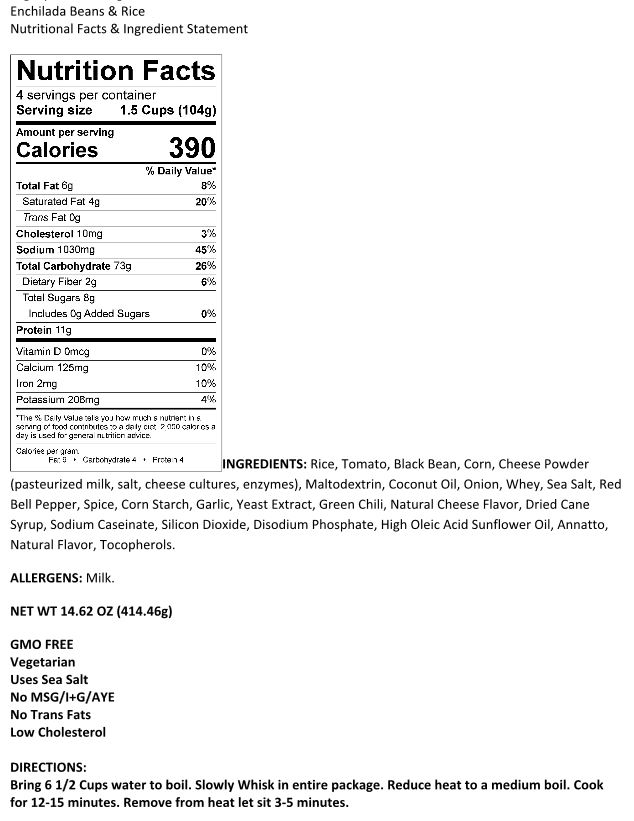 Legacy Enchilada Beans and Rice Survival Food Canada