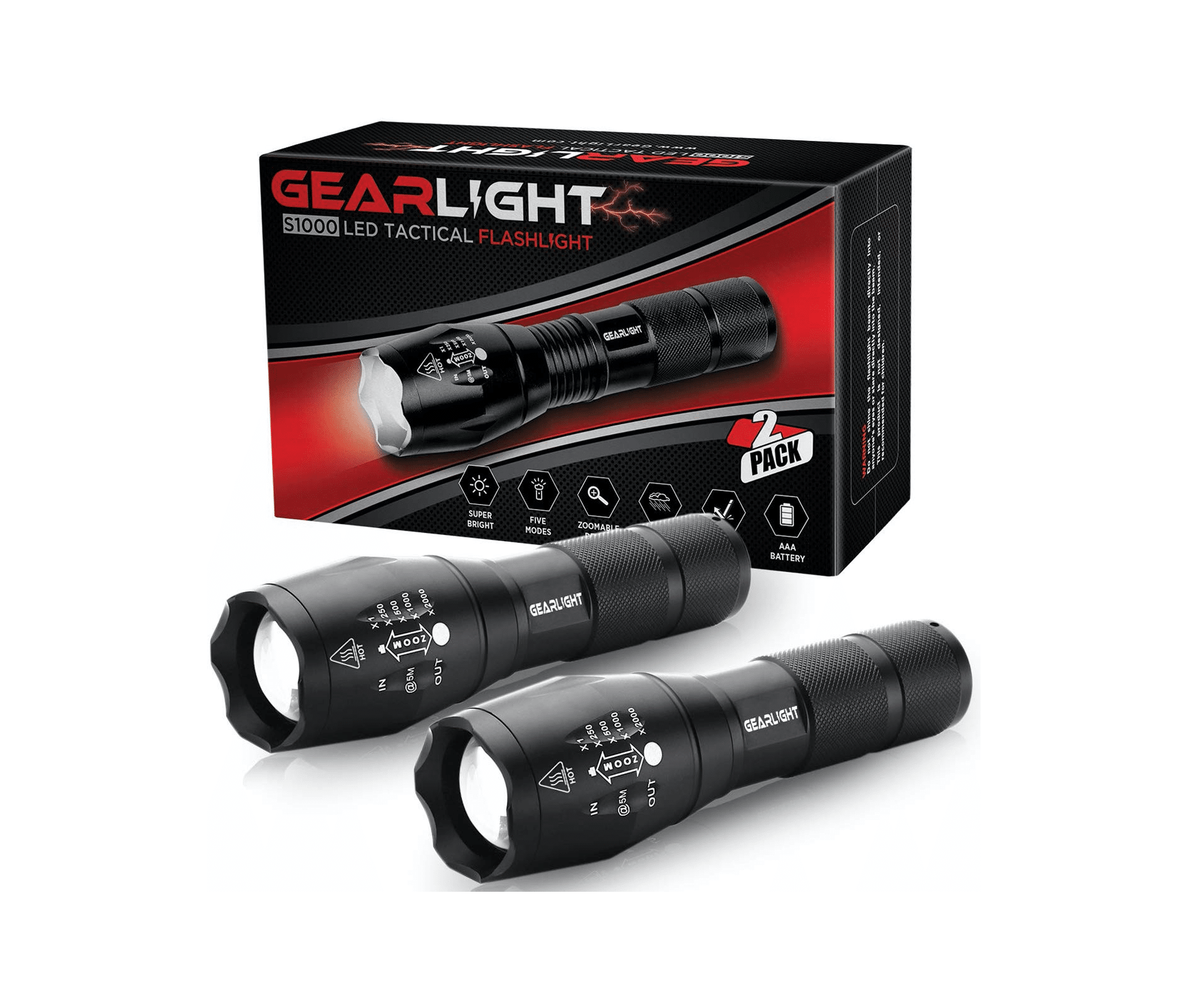 GearLight LED Tactical Flashlight S1000 Survival Front