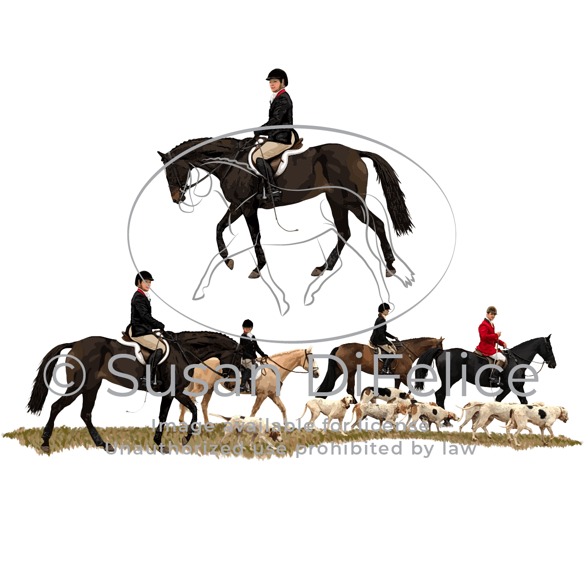 Fox Hunt Scene Illustration Susan DiFelice