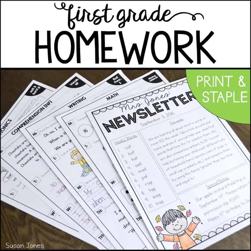 First Grade Homework For the Entire Year - Susan Jones