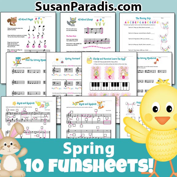Learn everything about playing piano, from. Spring Funsheets Susan Paradis Piano Teaching Resources