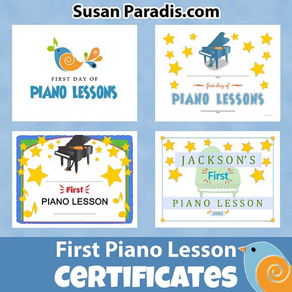 First Lesson Certificates Susan Paradis Piano Teaching Resources