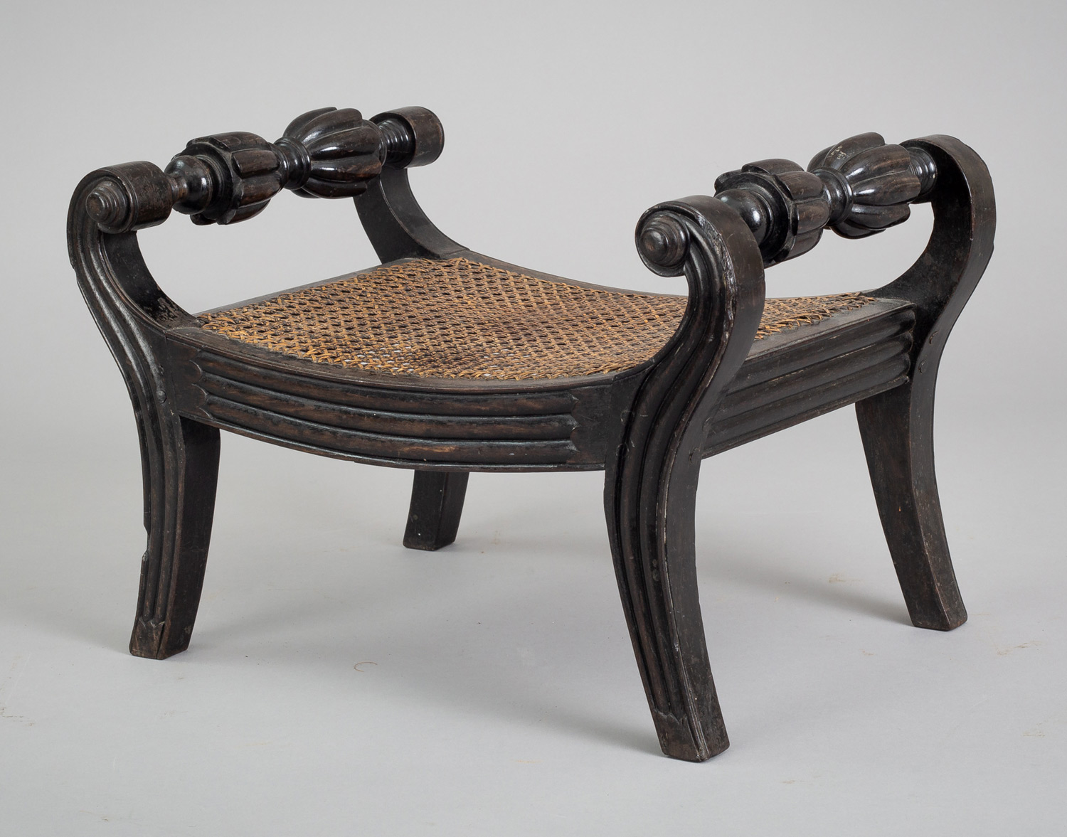 AngloIndian Carved Ebony Antique Footstool Antique Stool