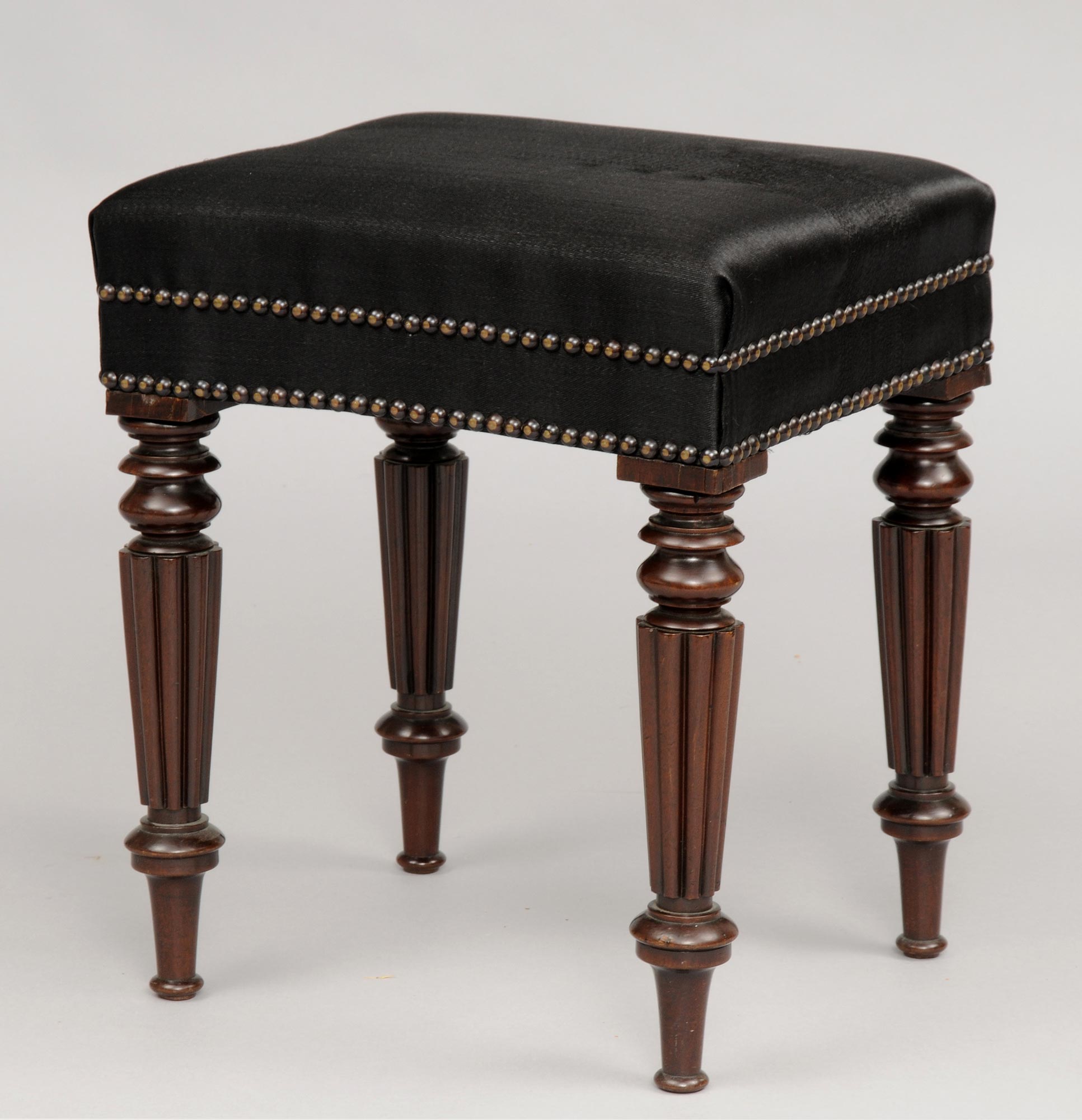 Antique Stools American Sheraton Mahogany Oblong Antique Stool