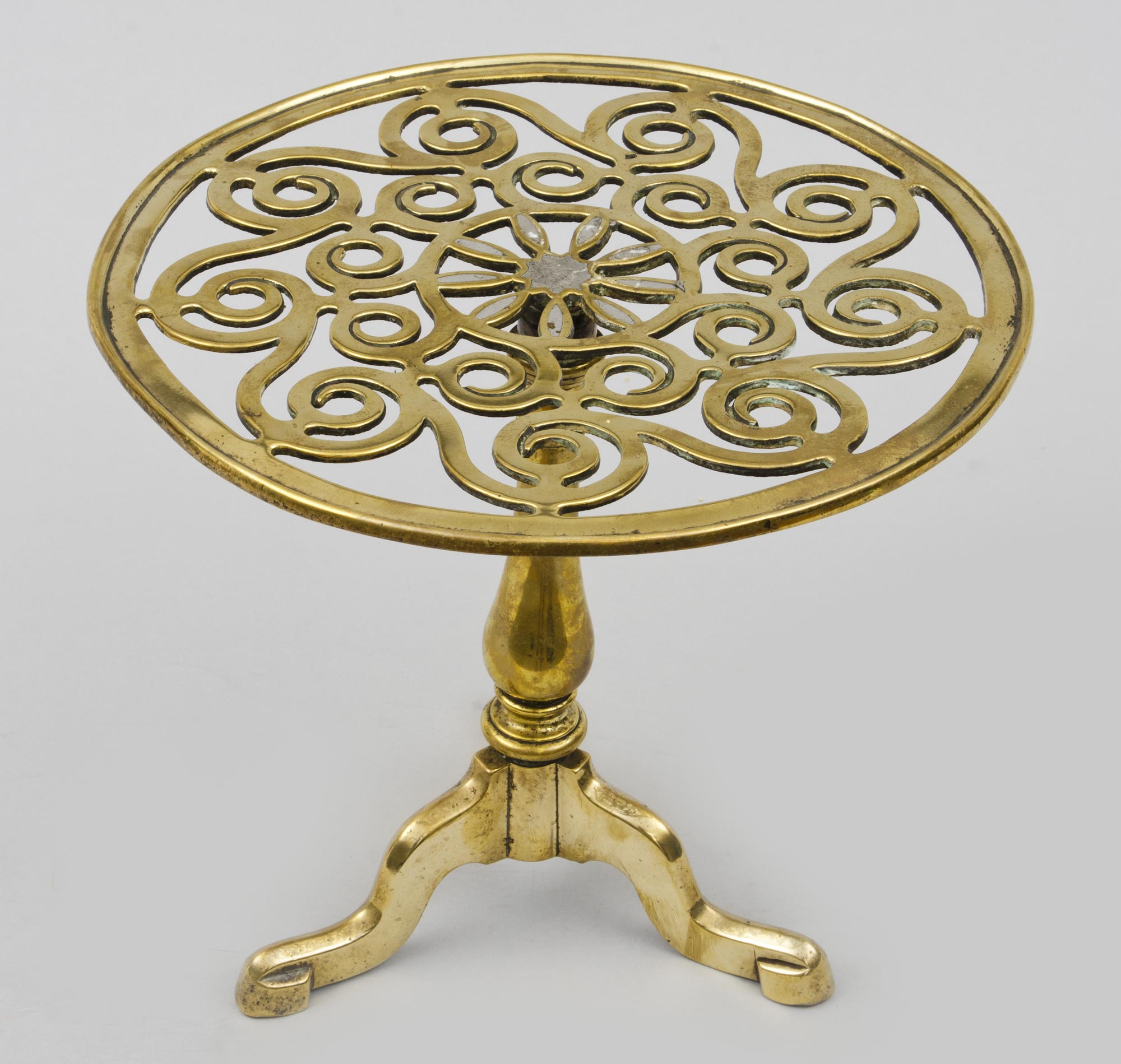 English Antique Brass Tripod Trivet, Circa 1820