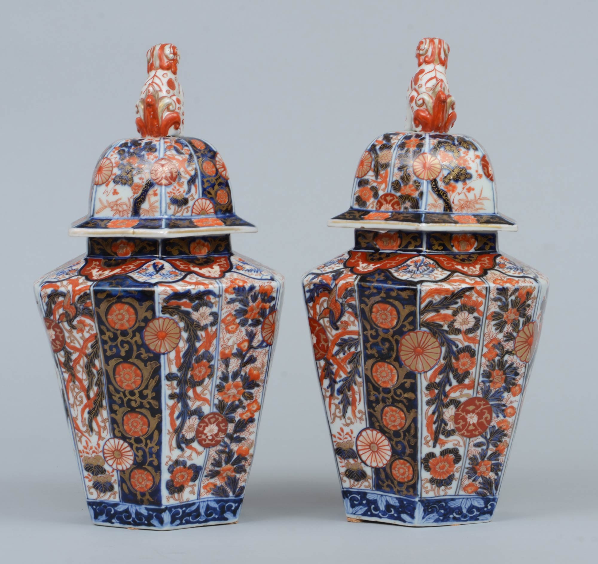 » Product » Pair Imari Porcelain Vases Lids