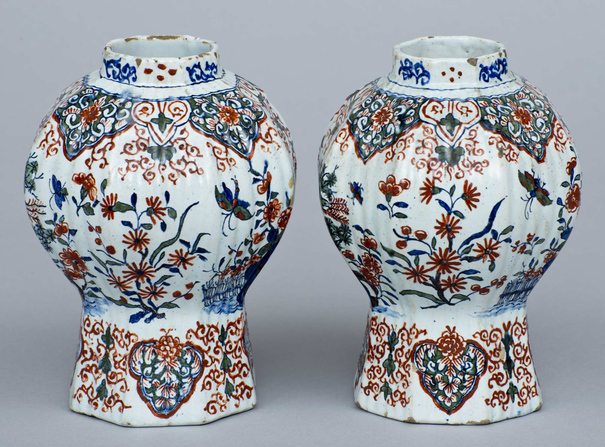 Pair Dutch Delft Vases, 17th Century