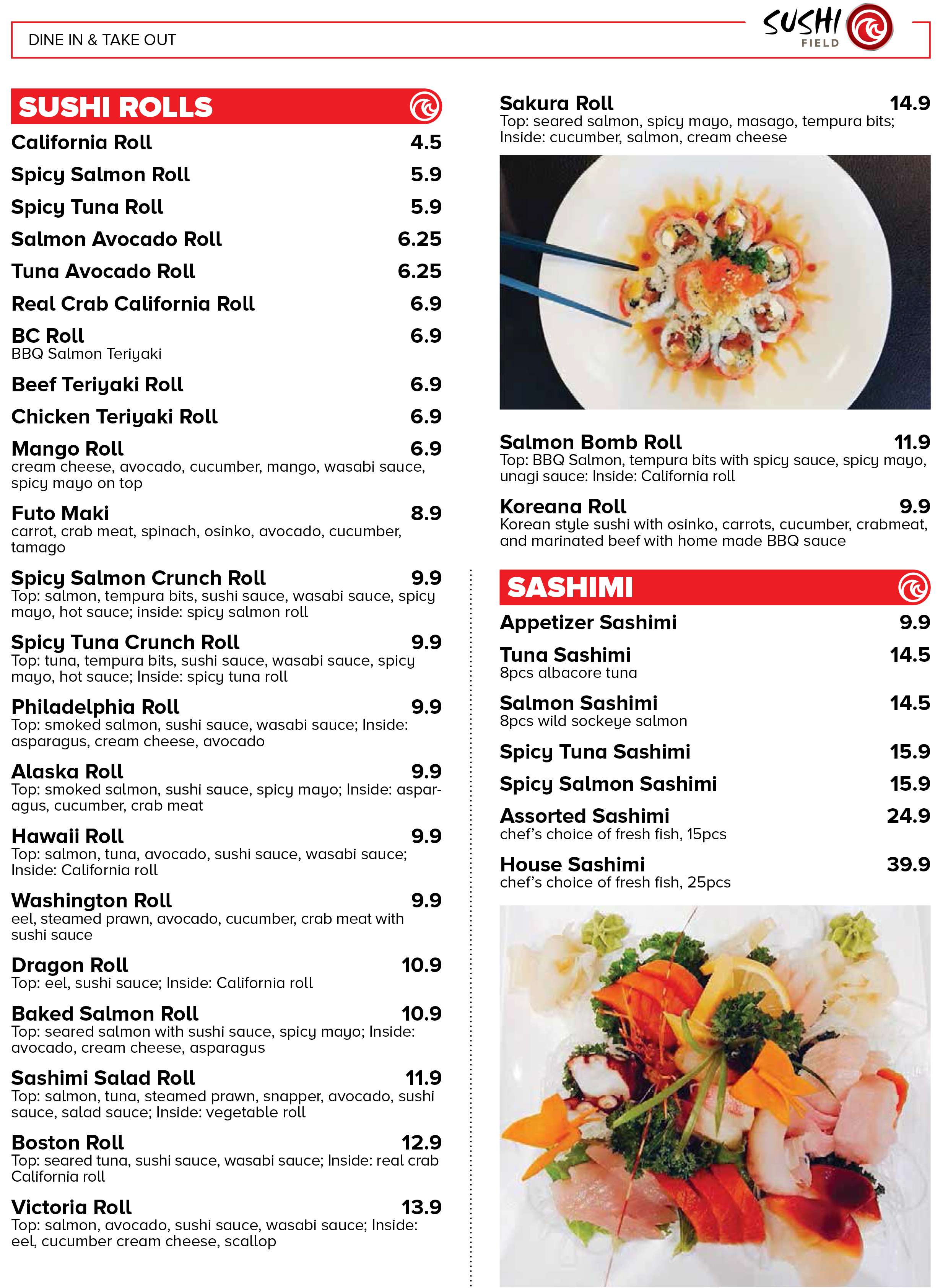 menu 2Pos Sushi Field Online Order Victoria