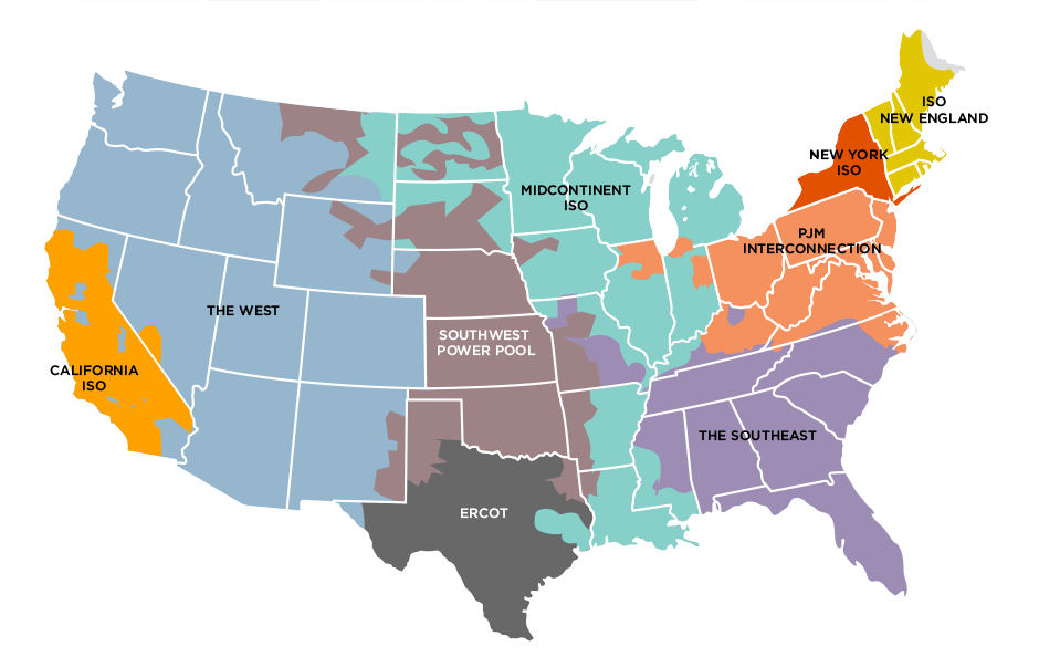 ISO RTO Operating Regions - Sustainable FERC Project
