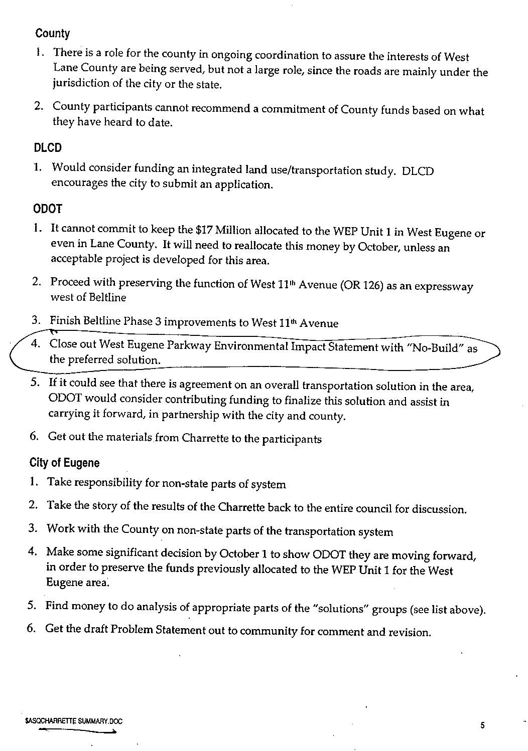 WEP "no build" promised in 2001 by Jim Torrey, Bobby Green, Randy Pape
