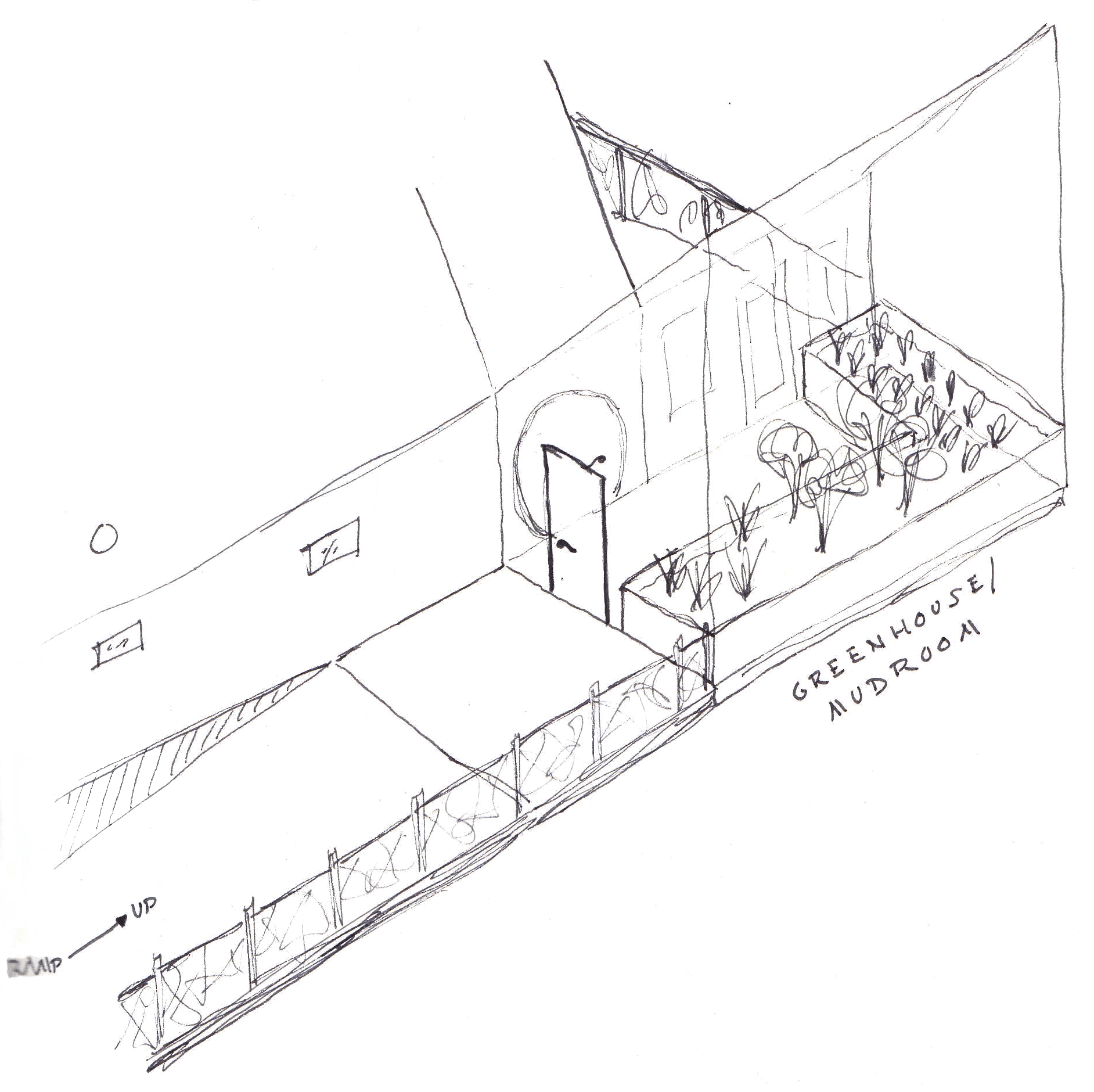 Mudroom/Greenhouse/Leach Field Thing Sketches Sustaining Tree