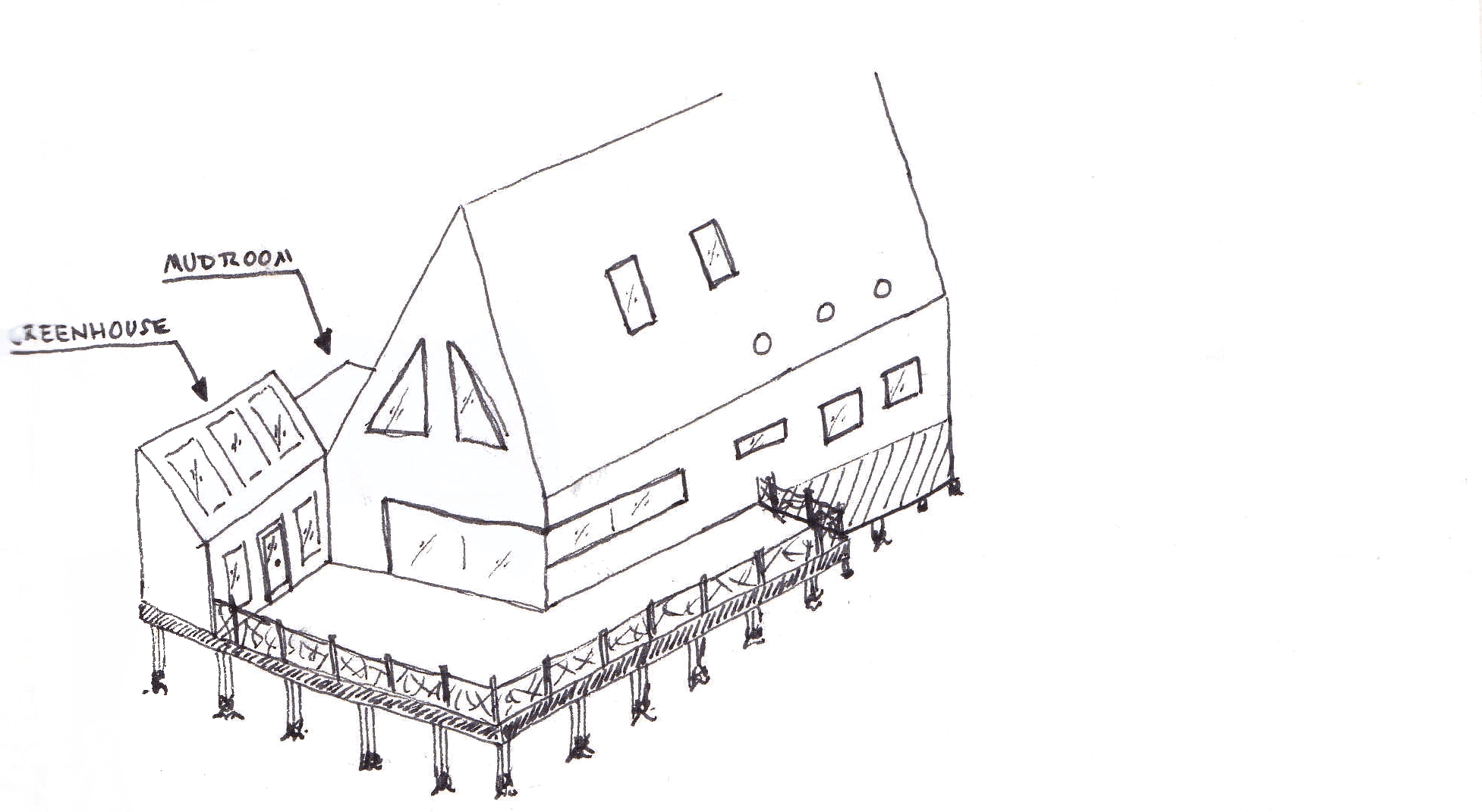Mudroom/Greenhouse/Leach Field Thing Sketches Sustaining Tree