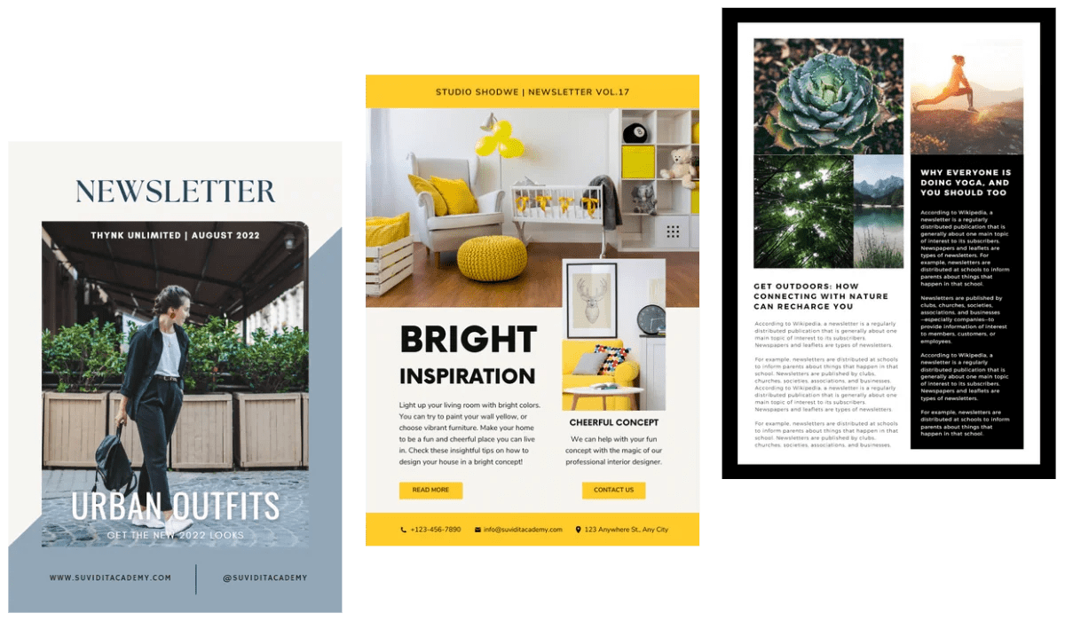 Newsletter Templates for Email Suvidit Academy