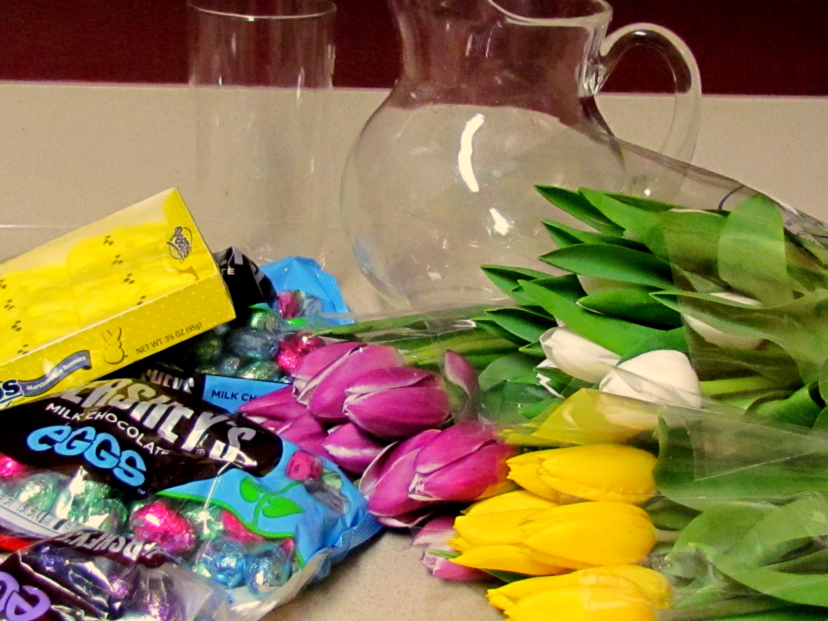 Fresh cut tulips make a festive arrangement