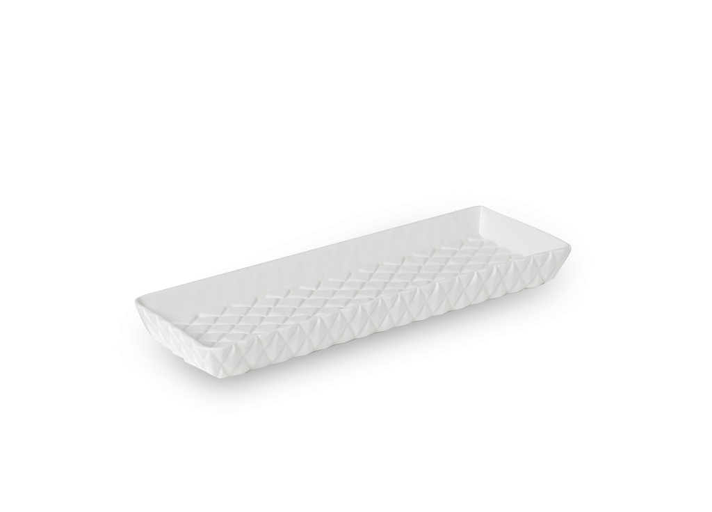 Rhombus Bone White China Vanity Tray SV CASA