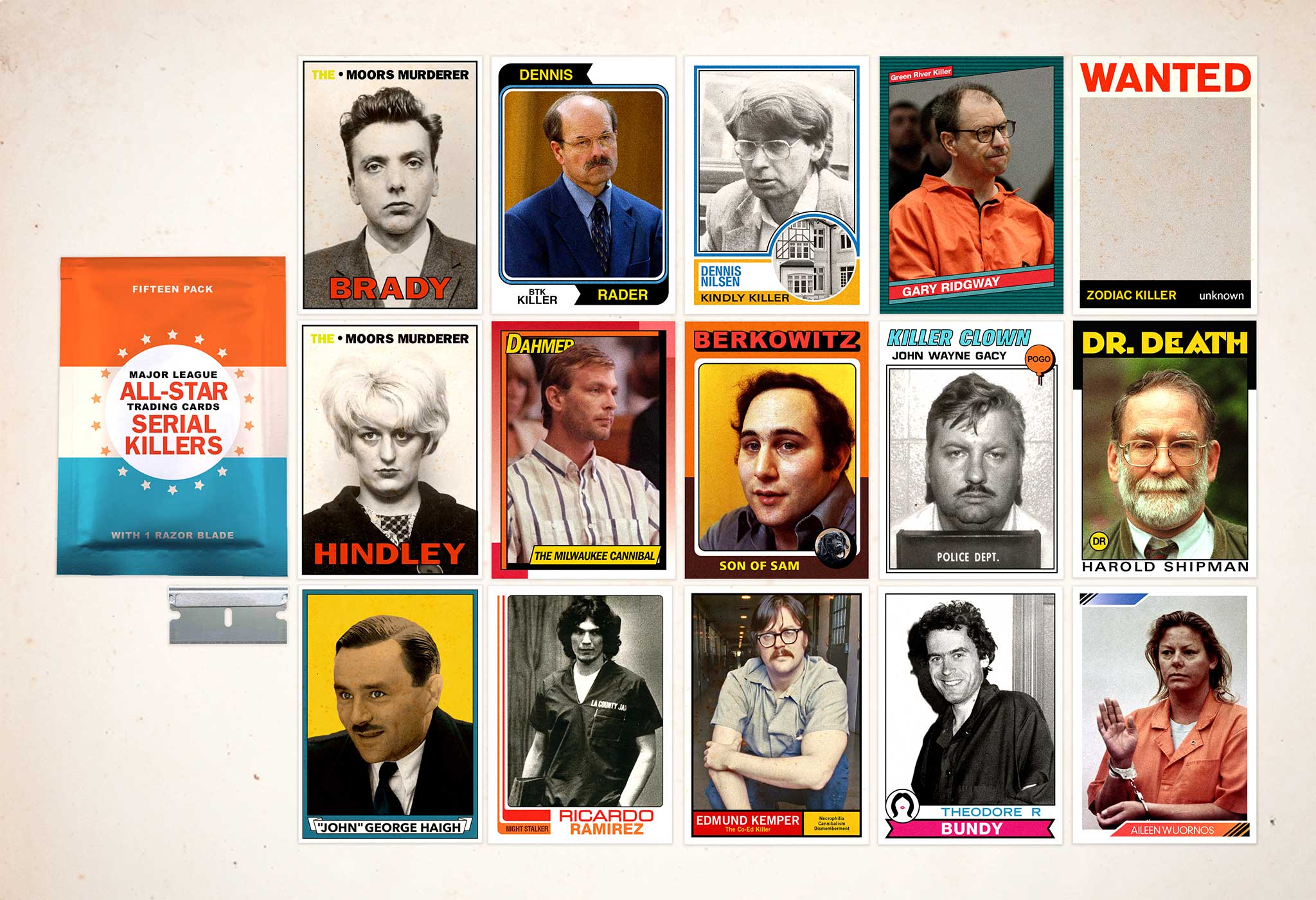 ALLSTAR SERIAL KILLERS TRADING CARDS by Linnea Taylor SVA Design