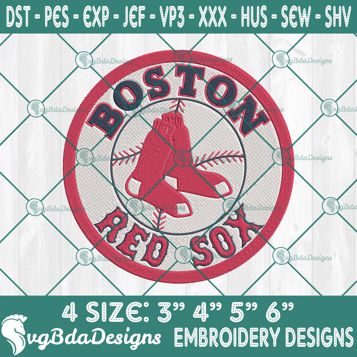 Boston Redsox Embroidery Designs Machine, MLB Logo Embroidered
