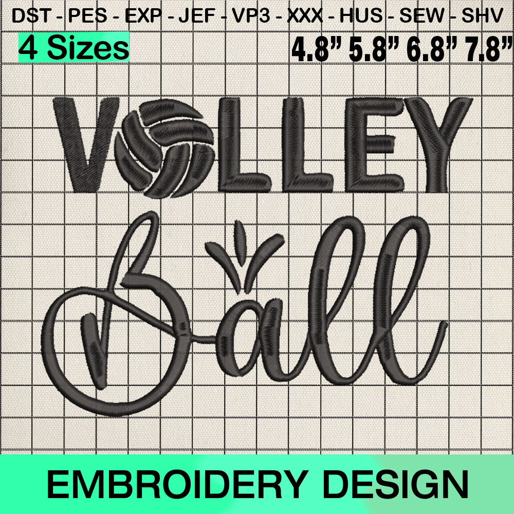 Machine Embroidery Designs Volleyball SVGbees