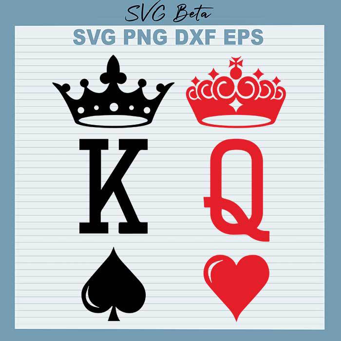 King And Queen Cards SVG, King Card SVG, Queen Card SVG, Card Game SVG