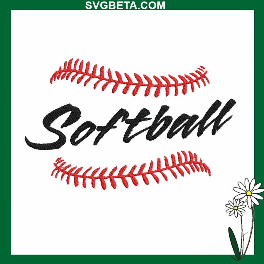 Softball Embroidery design, softball laces Embroidery Machine Design Files