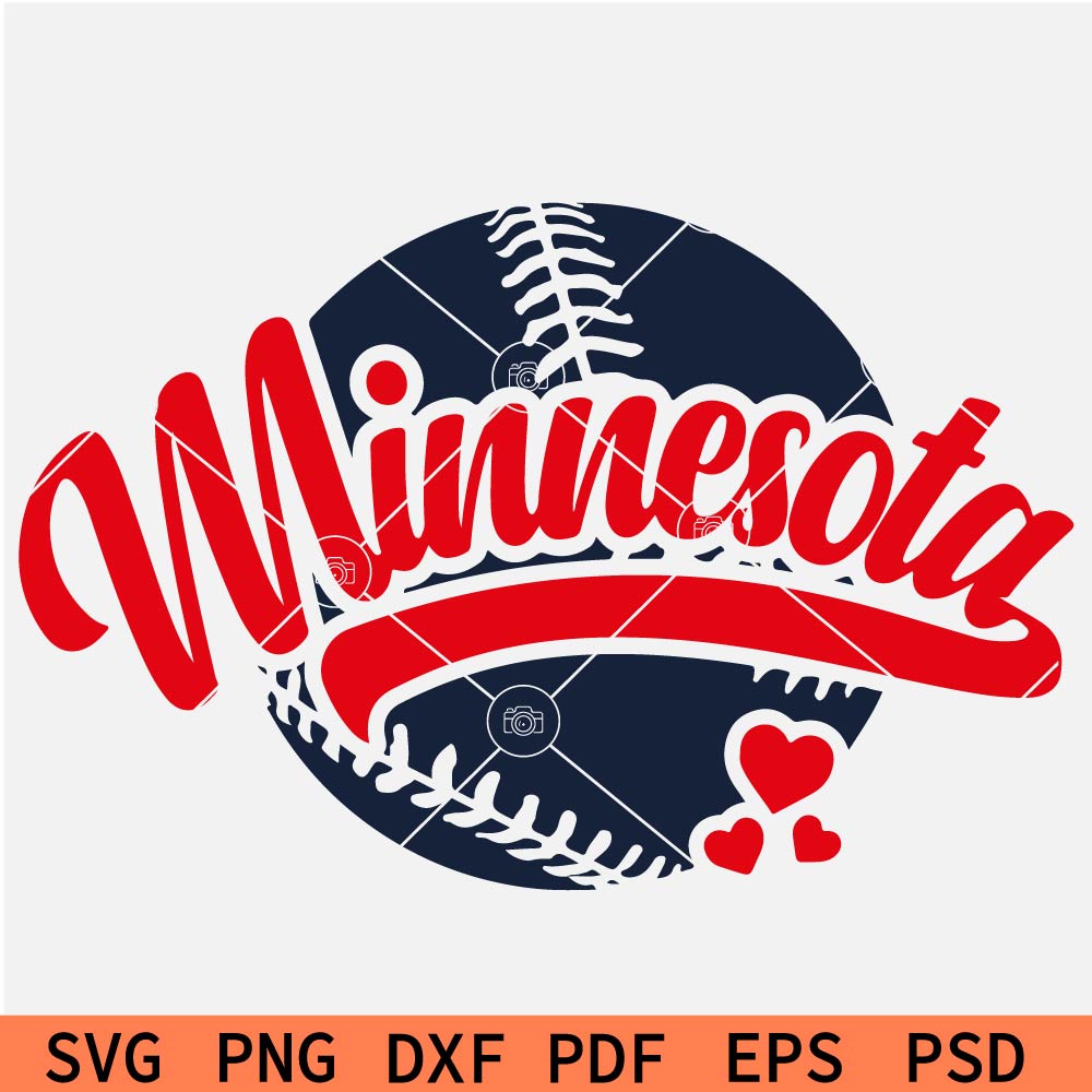 Minnesota Baseball Heart Symbol svg, Minnesota baseball SVG, Minnesota